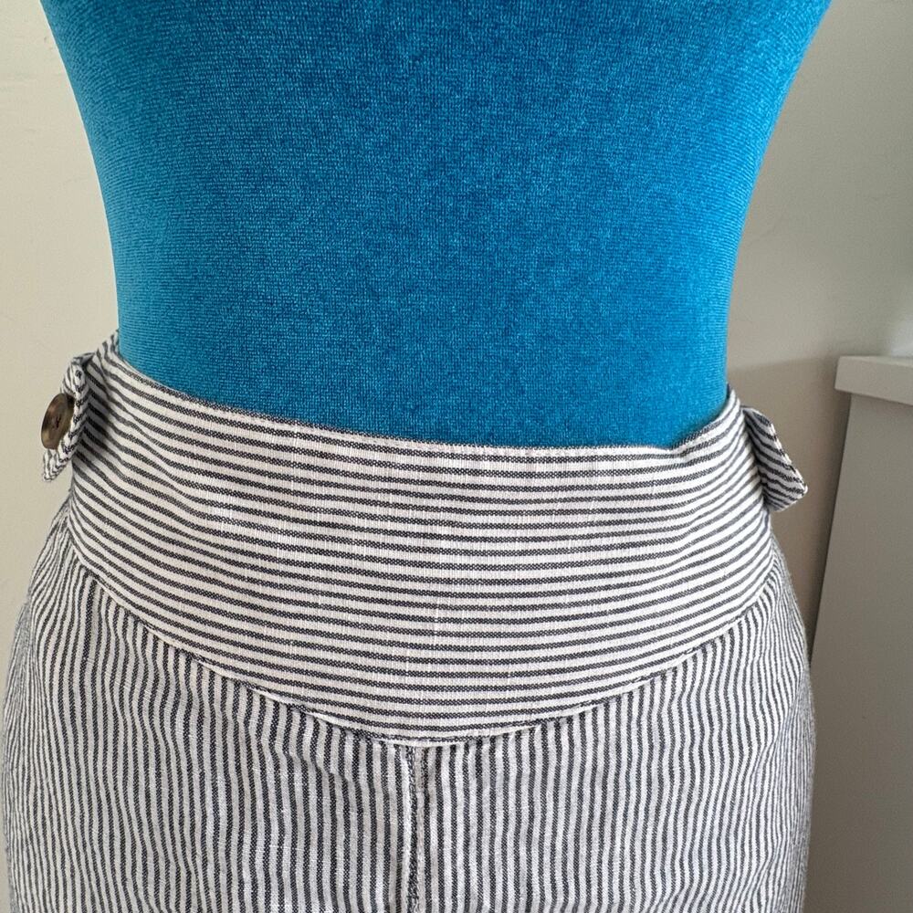 J Crew Oxford Stripe True Wrap Maxi Skirt Linen Cotton 4 - Picture 2 of 7